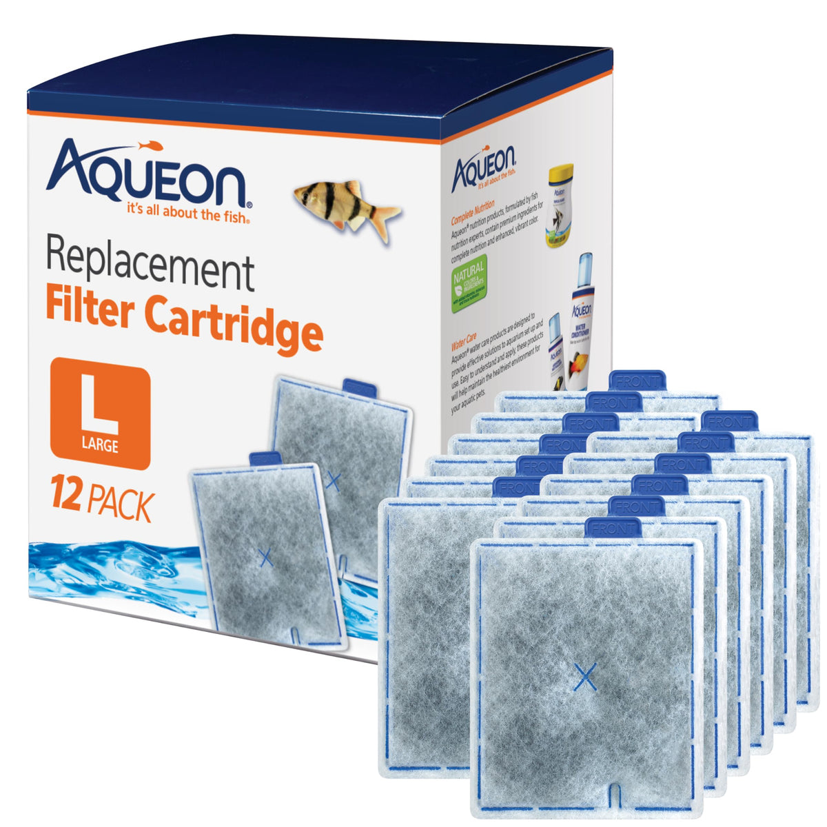 Aqueon Aquarium Fish Tank Replacement Filter Cartridges, Large - 3 Pack - Fish tank filter cartridge with activated carbon, rinse-install tab, change every 4 weeks, fits canister filter 200-400