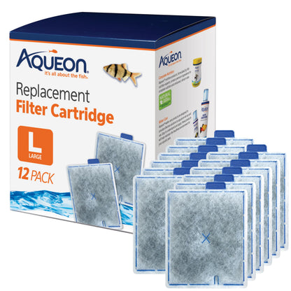Aqueon Aquarium Fish Tank Replacement Filter Cartridges, Large - 3 Pack - Fish tank filter cartridge with activated carbon, rinse-install tab, change every 4 weeks, fits canister filter 200-400