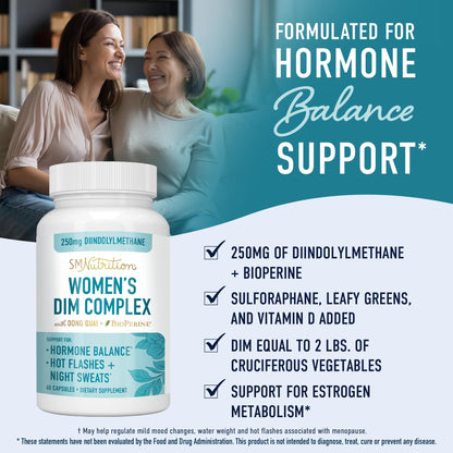 DIM Supplement Complex 250 mg - Estrogen Balance for Women - Hormone Menopause Relief