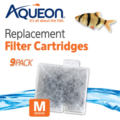 Aqueon Replacement Filter Cartridges Medium, Filter Cartridge, 6-Pack - Fish tank filter cartridge, dual-sided dense-floss with activated carbon, fits QuietFlow size 10 filters