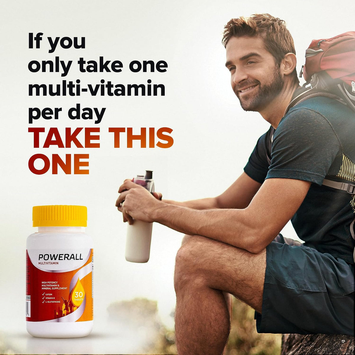 U.S. Health Club PowerAll Adult Multivitamin for Men & Women, 30 Tablets - Adult Multivitamin , Lutein, Vitamin K1, Iron, Zinc, Selenium, Boron, Chromium