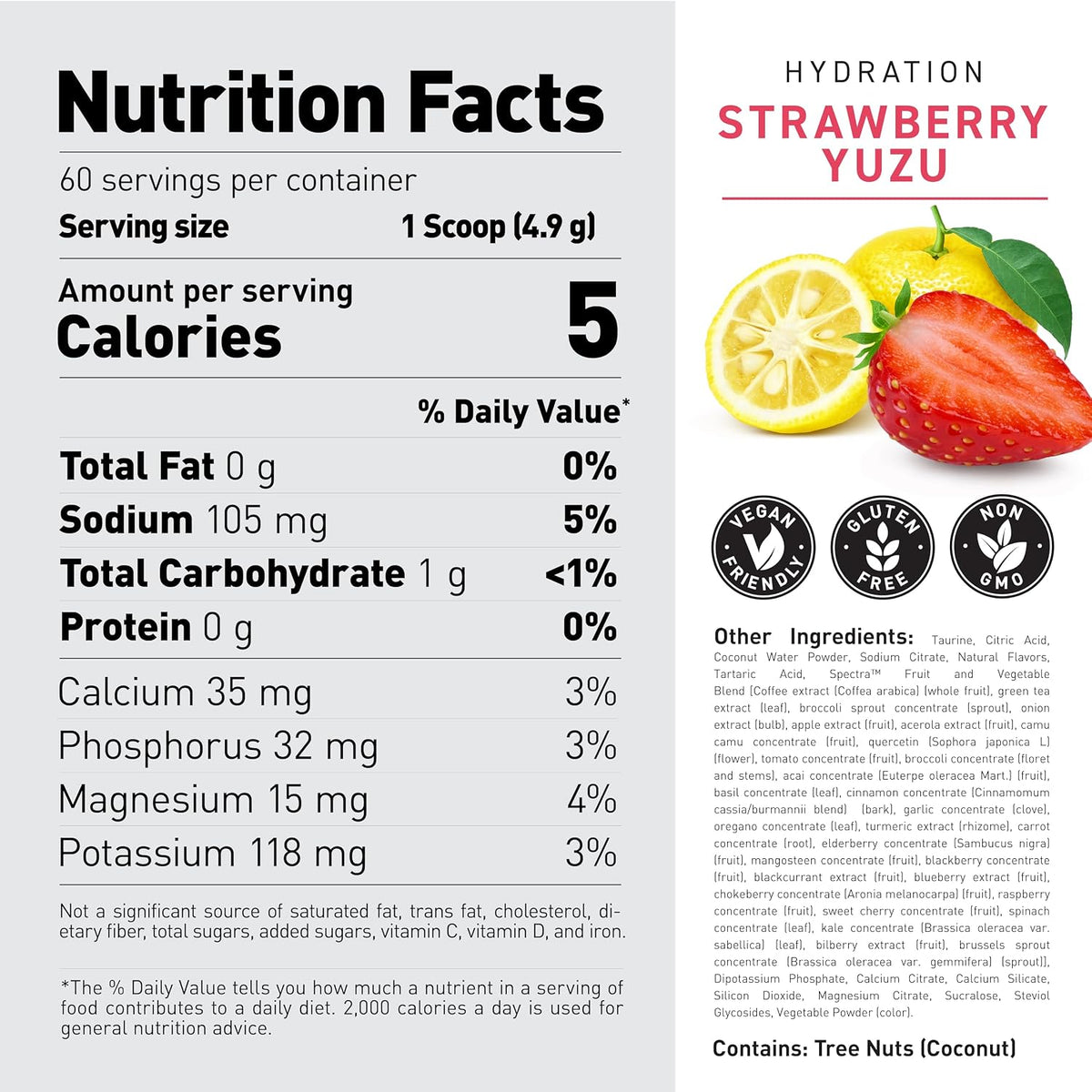 Kaged Sugar Free Hydration - 5 Key Electrolytes - Coconut Water - Tastes Amazing - 60 Servings