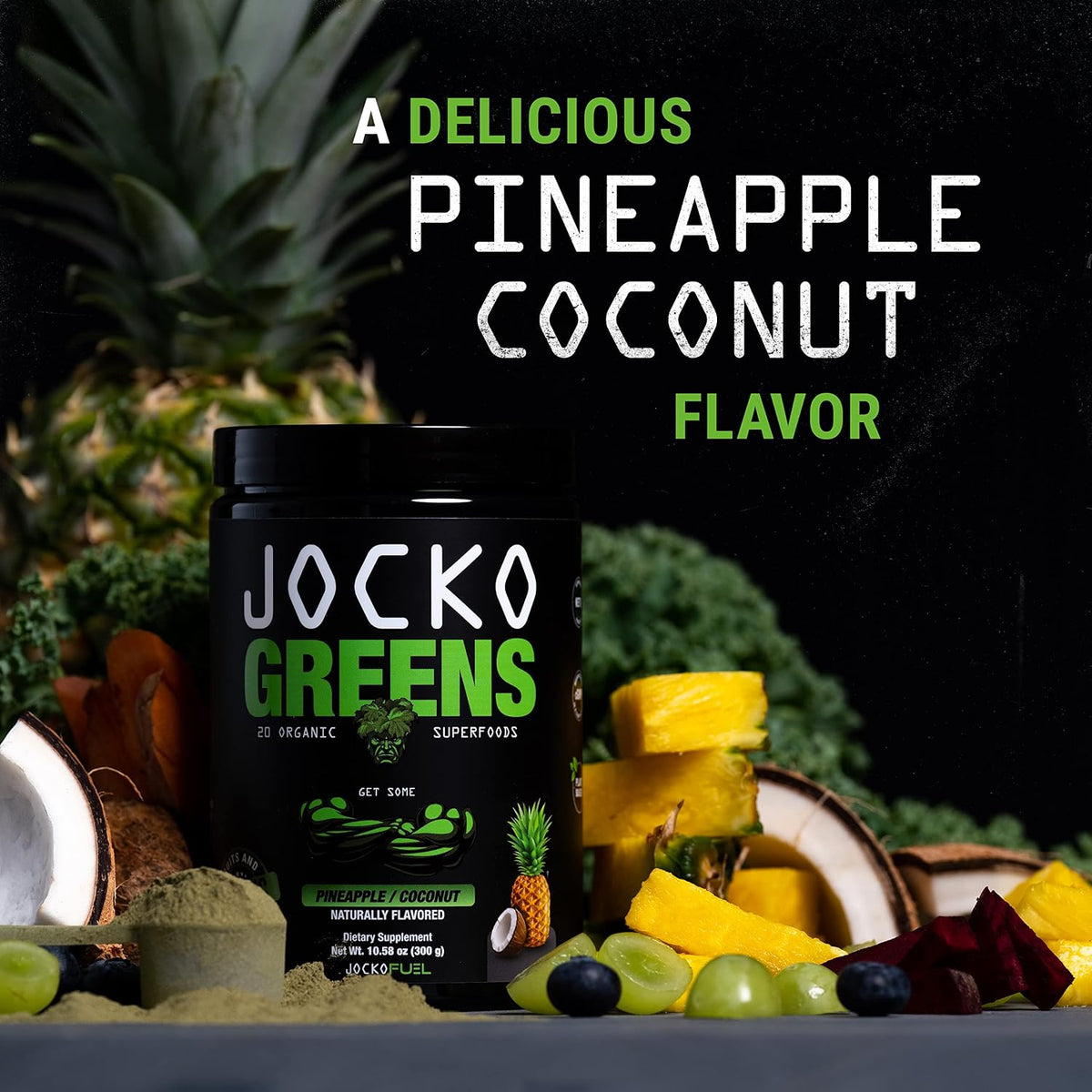 Jocko Fuel Greens Powder Bundle - Greens & Superfood Powder for Healthy Green Juice - Keto Friendly with Spirulina, Chlorella, Digestive Enzymes, & Probiotics - 60 Servings
