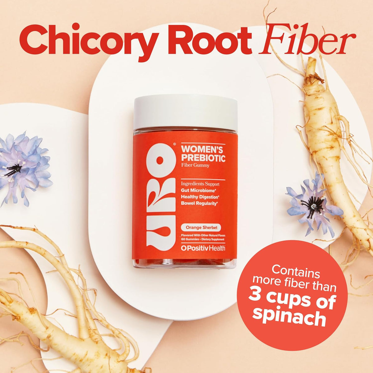 URO Fiber Gummies for Gut Health - Chicory Root Inulin - 30-Day Supply