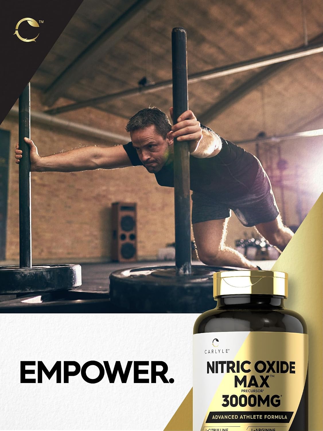 Carlyle Nitric Oxide Supplement 3000mg - 120 Capsules - with L-Arginine & L-Citrulline - For Men & Women - Pre & Post Workout - Non-GMO, Gluten Free
