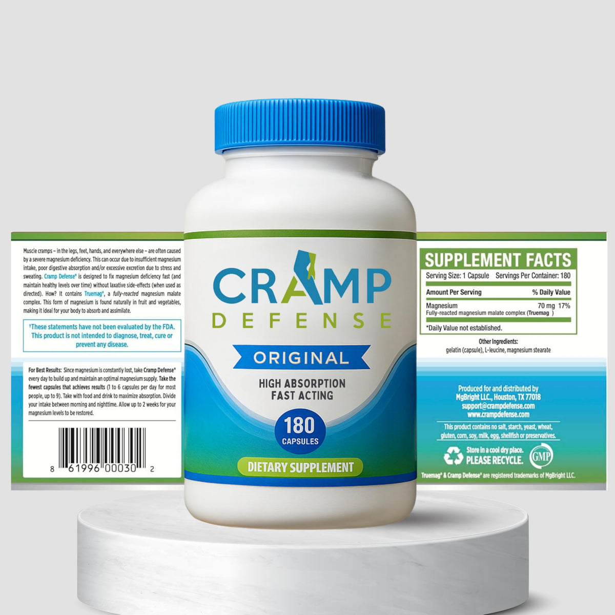 Cramp Defense Leg Cramps Pills, Relief for All Muscle Cramps, Day and Night. Magnesium Supplement Capsules, 3-6 Month Supply. Non-Laxative