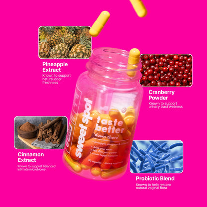 Sweet Spot - Pineapple & Cranberry Vaginal Health Supplement, 60 Capsules - Freshens Taste, Promotes Feminine Balance