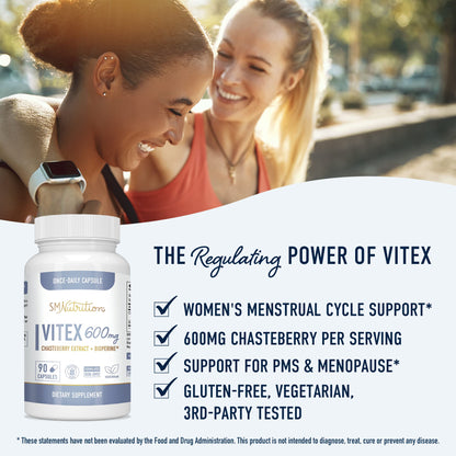 Vitex Chasteberry Supplement 600mg - Agnus Castus for Women's Hormone Balance, Menopause