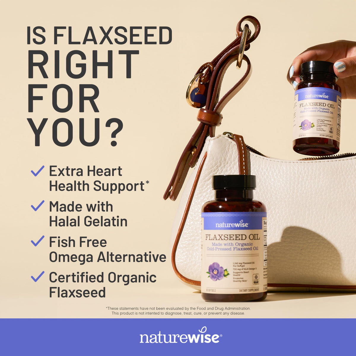NatureWise Flaxseed Oil 1,242 mg, Fish Free Omega 3 6 9 with 720mg ALA, Dietary Supplement for Heart Health Support - Organic, Cold Pressed