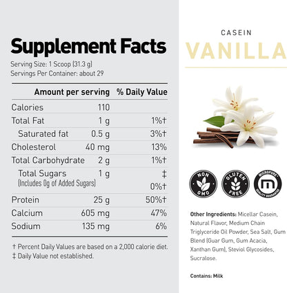 Kaged Premium Casein Protein Powder - Vanilla - Micellar Casein - Banned-Substance Free Supplement, Build Muscle, Recover Faster - Kasein - 28 Servings
