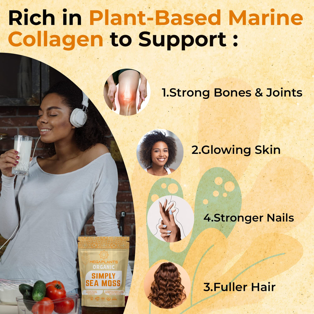 MEGAPLANTS Organic Sea Moss - Makes 228 Servings of Seamoss Gel - Pre-Washed