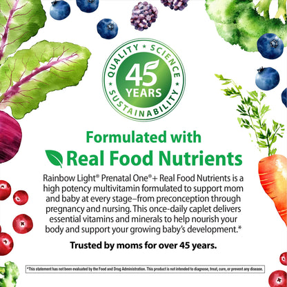 Rainbow Light Prenatal One Multivitamin Support from Conception to Postnatal, High Potency