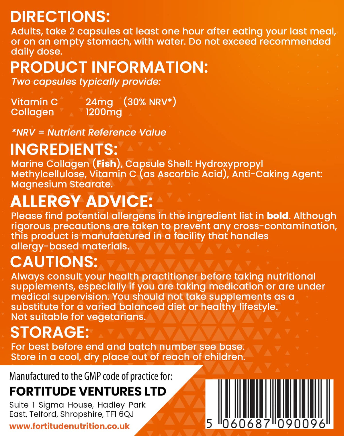 Marine Collagen Capsules - Hydrolyzed Marine Collagen with Vitamin C - High Strength Collagen