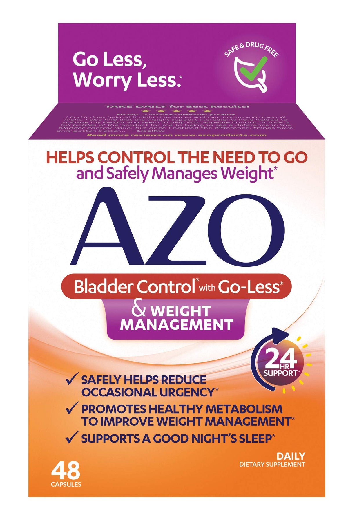 AZO Bladder Control with Go-Less & Weight Management Dietary Supplement & Yeast Plus Dual Relief
