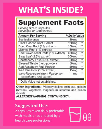 Potent Garden Menopause Relief Supplement with Black Cohosh, Soy Isoflavones, and Don Quai