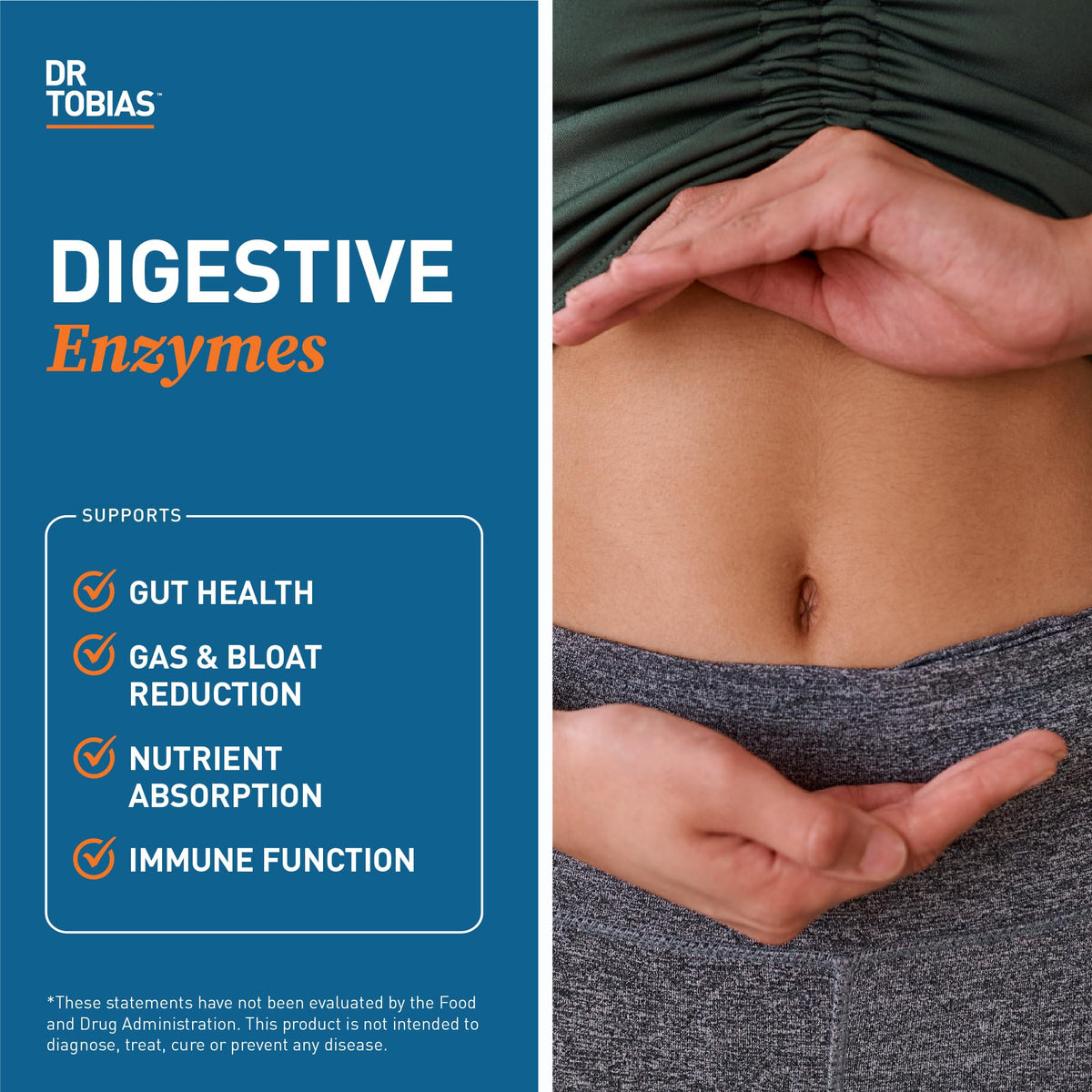 Dr. Tobias Digestive Enzymes 18-Enzyme Blend 60 Caps - Digestive Support - Take at Meal-Time - Enzymes for Digestion - Amylase + Lipase + Lactase - Digest Proteins, Fats, Carbs & Dairy - 30 Servings