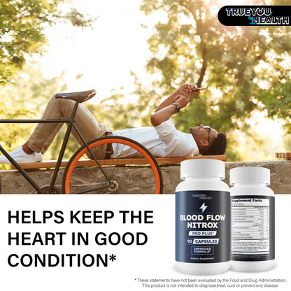 Blood Flow Nitrox Pro Plus - Improved Formula - Our Best Blood Circulation Supplements For Men - Vasodialators - Increase Blood Flow Care Blood Circulation Supplement Blood Flow Supplement For Men
