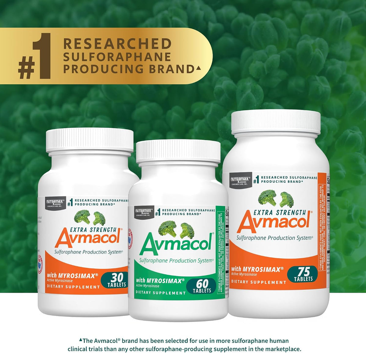 Nutramax Avmacol Extra Strength Sulforaphane Producing Supplement, 75 Tabs - Detoxification Support, #1 Researched Sulforaphane Producing Brand, with Glucoraphanin & Myrosinase, Published Studies