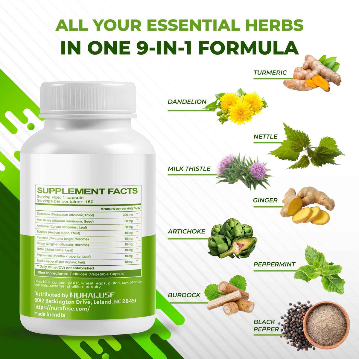 Dandelion Milk Thistle Artichoke Burdock Turmeric - Support Liver Health, Support Digestive Aid