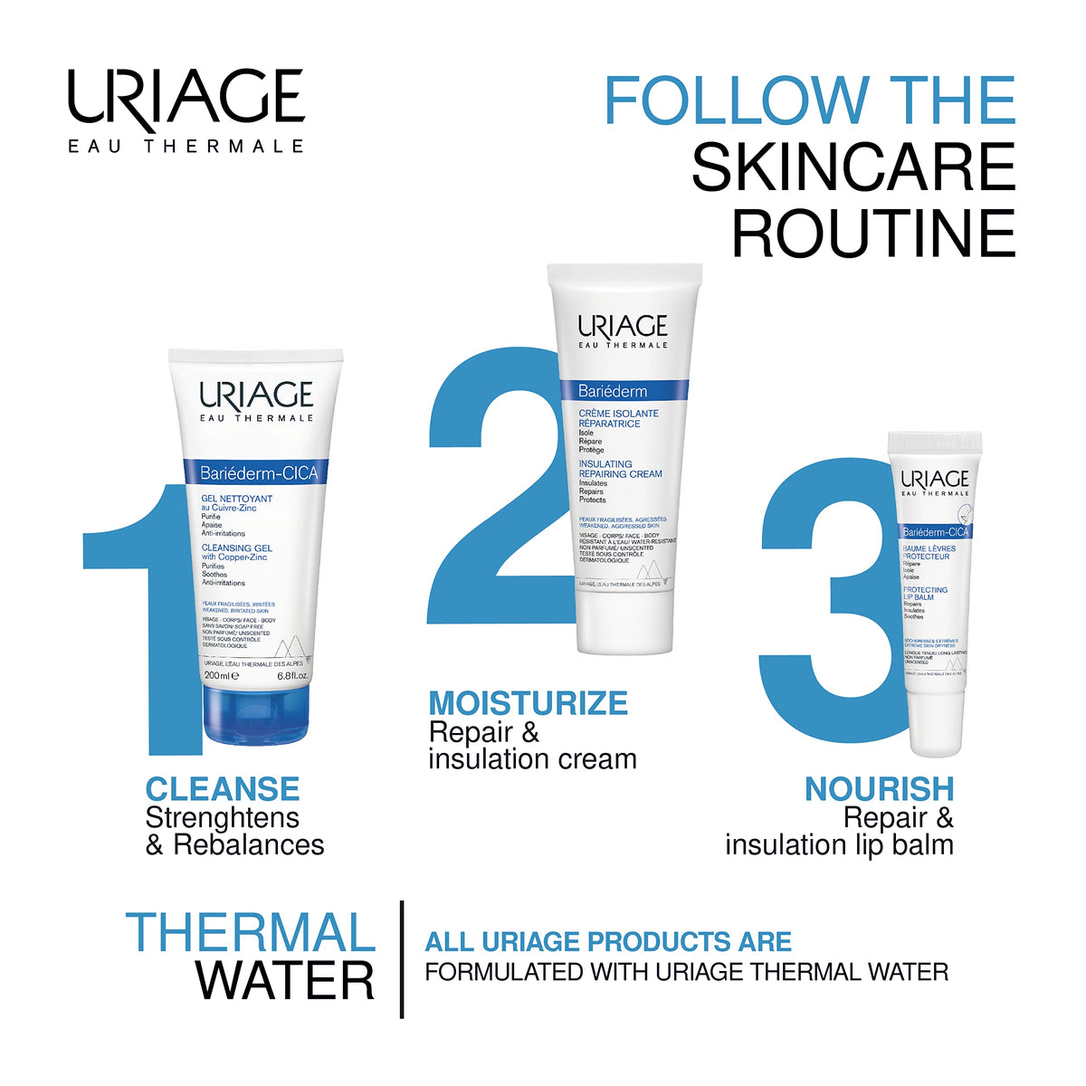 URIAGE Bariederm Insulating Repairing Cream 2.5 fl.oz. - Skin Regenerating Moisturizer