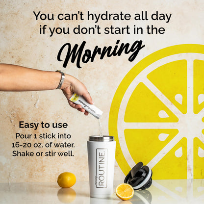 ROUTINE Morning Daily Hydration - Electrolyte Powder Packets - Lemon, Apple Cider Vinegar & Sea Salt Drink Mix - Sugar-Free, Keto & Paleo-Friendly - 3rd-Party