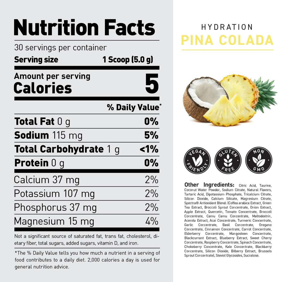 Kaged Sugar Free Hydration - 5 Key Electrolytes - Coconut Water - Tastes Amazing - 60 Servings