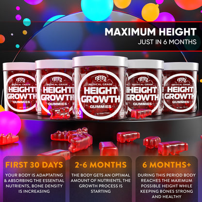 BIOTEQUELAB Height Growth Increase Gummies Vitamins, Grow Tall Supplement, Calcium, Magnesium, Zinc, Ashwagandha