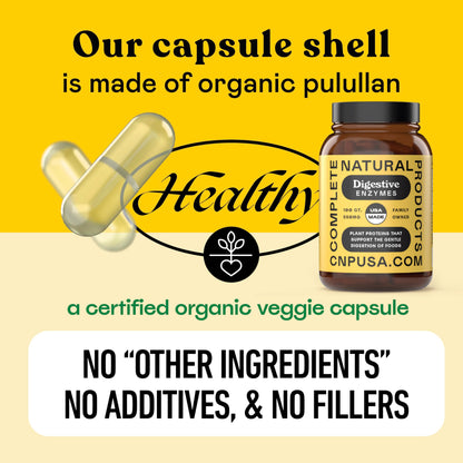 Complete Natural Products Digestive Enzyme Capsules, 550mg, 100ct - Plant-Based Formula