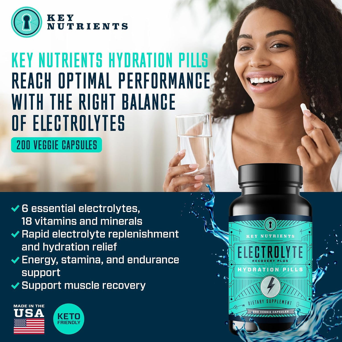 KEY NUTRIENTS Hydration & Energy Electrolyte Bundle - Electrolyte Tablets & Tropical Peach Mango Multivitamin Powder, Sugar-Free