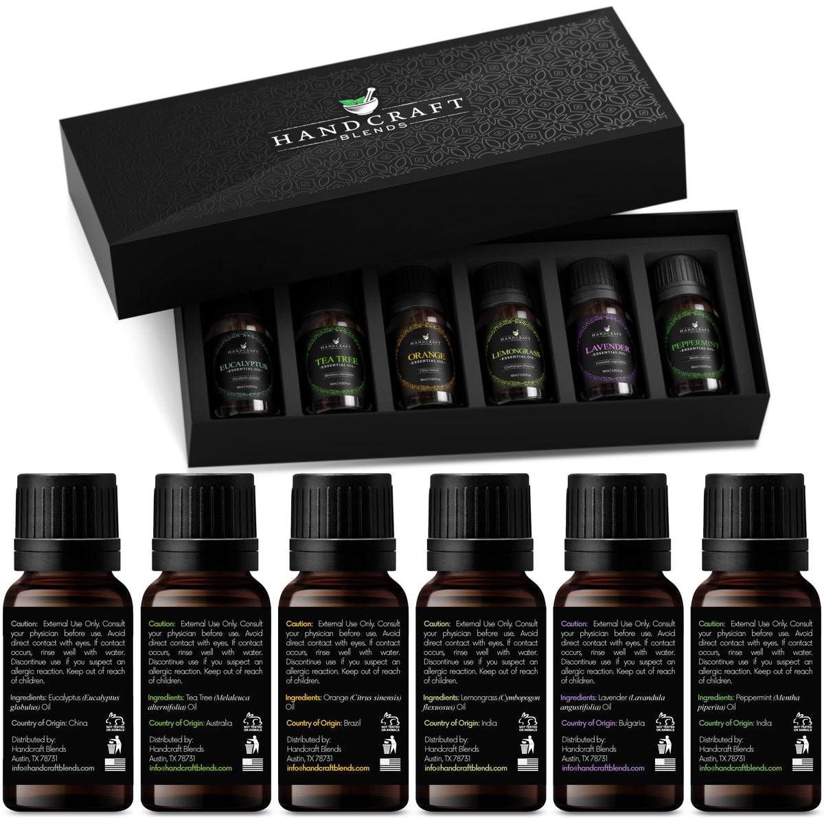 Handcraft Essential Oils Set - Top 6 Essential Oil Diffuser Oils for Home, Candle Making, Aromatherapy Oils