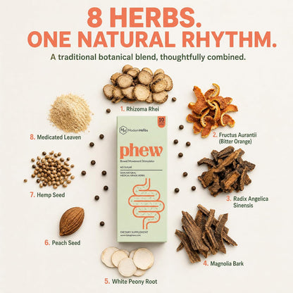 Phew - Premium Herbal Constipation Relief for Women & Adults - Fast-Acting Bloating Relief, Gentle Colon Cleanser & Digestive Support - Promotes Natural Bowel Regularity & Gut Immunity - 10 Pack