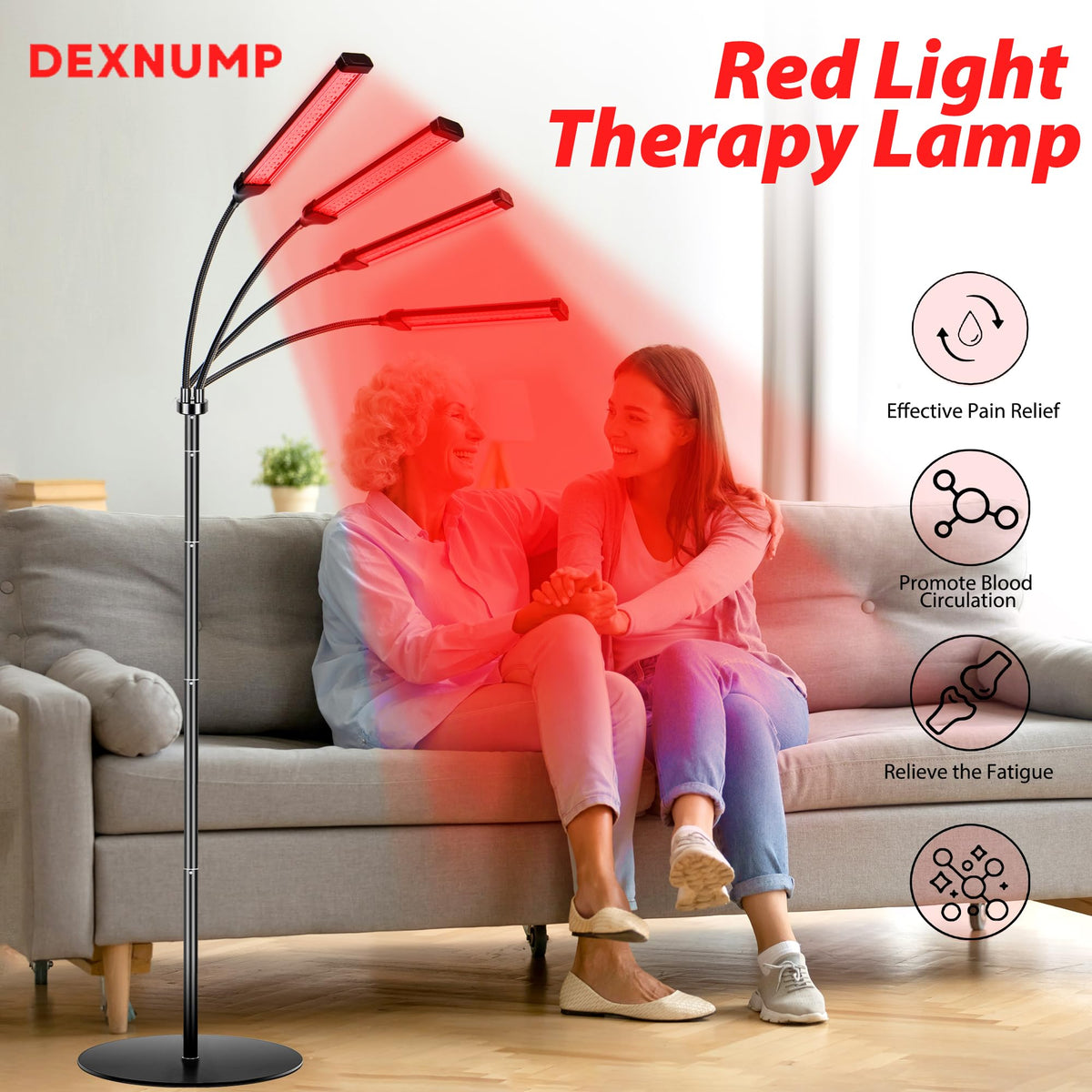 Dexnump Red Light Therapy for Face, 324 LEDs Red Light Therapy Lamp Height Free Adjustment Infrared
