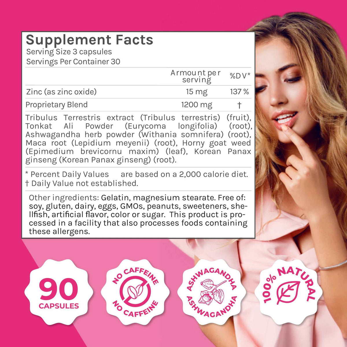 ZENZSUAL Libizenzs - Plant-Based Energy Support Supplement for Women - Caffeine-Free with Maca Root, Ashwagandha & Ginseng - Supports Daily Stamina, Focus & Well-Being - 90 Vegan Capsules
