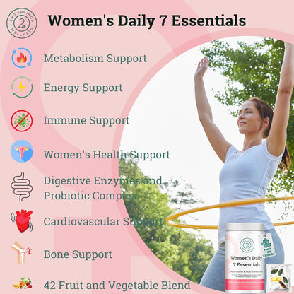 Women’s Daily 7 Essentials Vitamin Pack + Magnesium Bisglycinate Complex - Complete Nutrient Support for Energy, Immunity, Digestion, Muscle Function, Focus, and Overall Wellness