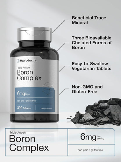 Horbäach Triple Boron Complex 6 mg Supplement - 300 Tablets