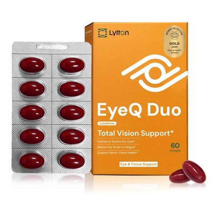 LYTTON EyeQ Duo Digital Eye & Focus Support - Patented Anthochlorogin for Brain-Eye Connection, Promotes Ocular Vitality - Rapid Visual Comfort & Natural Formula for Screen Users, 60 Softgels