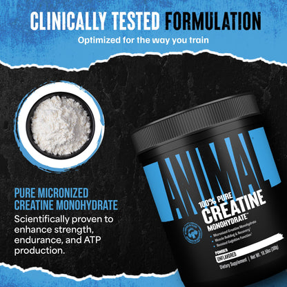 Animal Creatine Monohydrate Powder - Micronized for Muscle Recovery, Cellular Energy, and Daily Wellness - for Men and Women