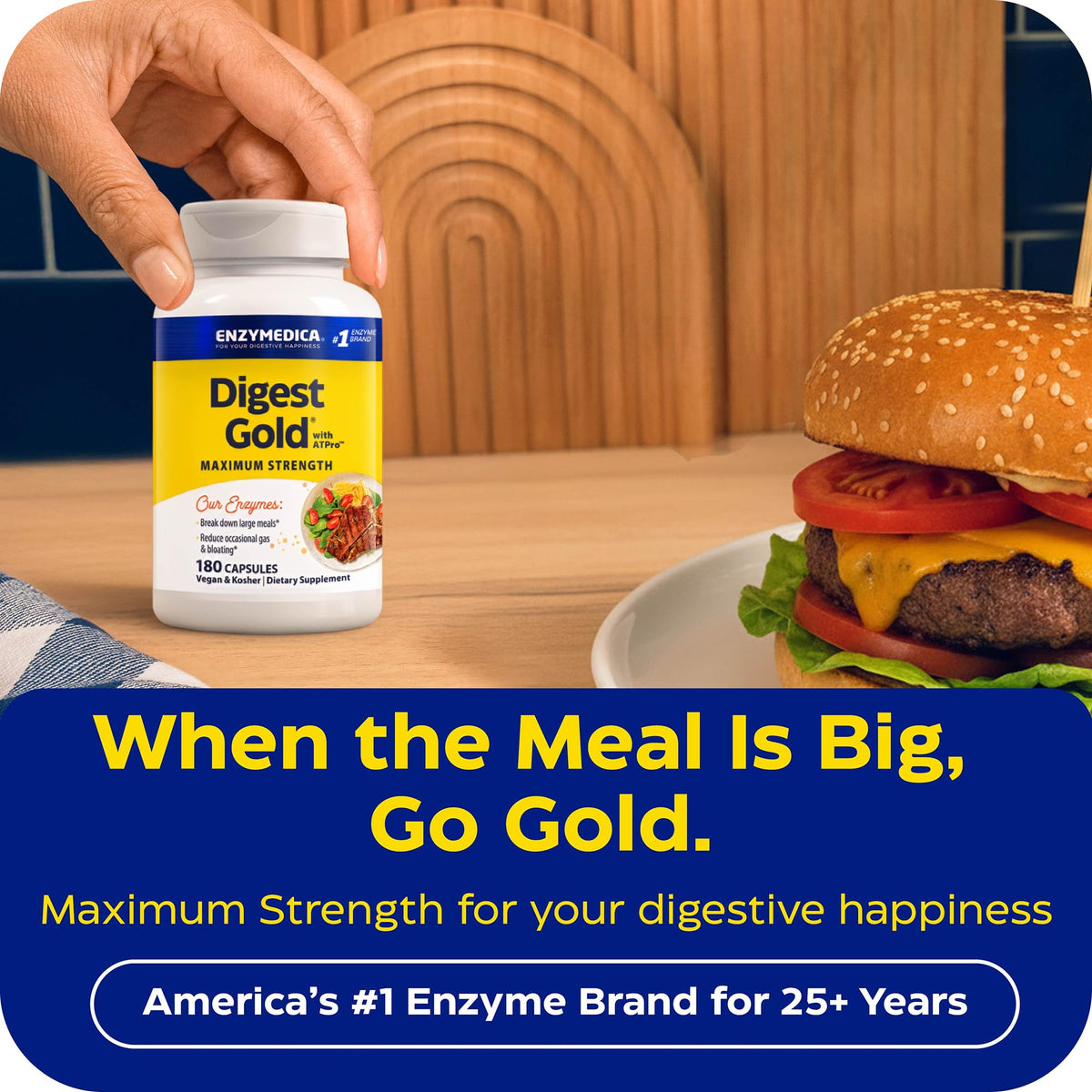 Enzymedica Digest Gold - Digestive Enzyme Supplement for Women & Men, Enzyme Capsules for Digestion, Gut Health Support, Helps Gas & Bloating, ATPro Energy Support