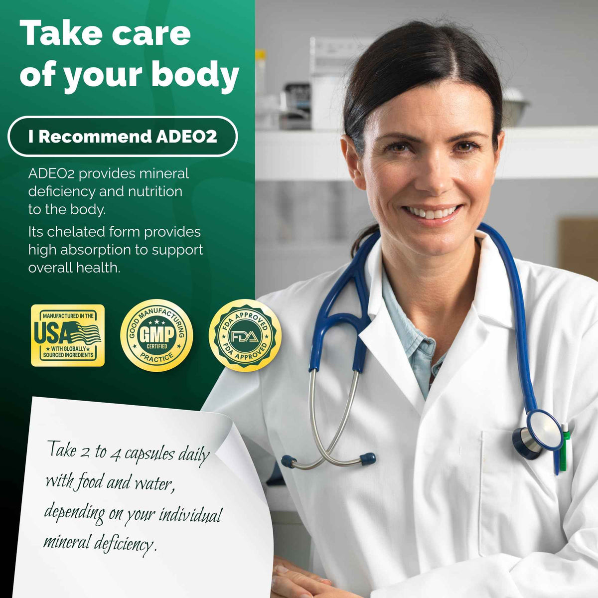 ADEO2 - Premium Blend of 52 Trace Minerals Complex with Essential Minerals in Chelated Form - All Natural and 100% Organic - 120 Capsules - Full Spectrum Ionic Mineral Blend - Safe for Women and Men