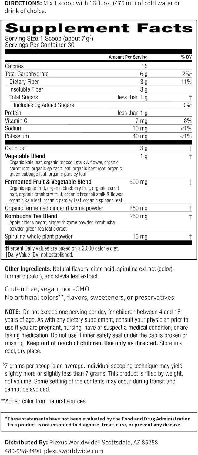 Plexus Greens - Fermented vegetable powder with kombucha tea blend - adds greens to your diet and supports antioxidant wellness
