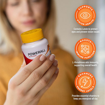 U.S. Health Club PowerAll Adult Multivitamin for Men & Women, 30 Tablets - Adult Multivitamin , Lutein, Vitamin K1, Iron, Zinc, Selenium, Boron, Chromium