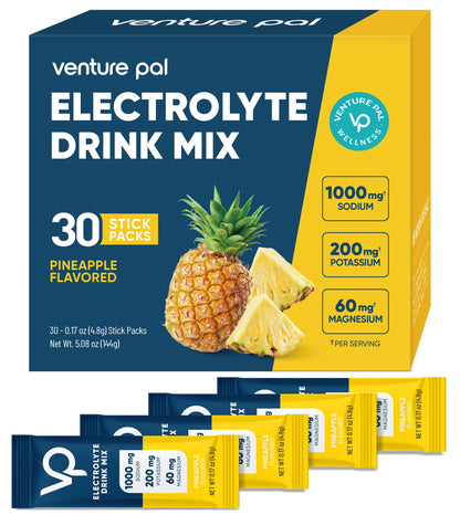 Venture Pal High Sodium Sugar Free Electrolytes Powder Packets, 16 Count - Hydration Packets with Sodium, Magnesium & Potassium, Vitamins, Zero Calories, Vegan, Keto & Paleo Friendly