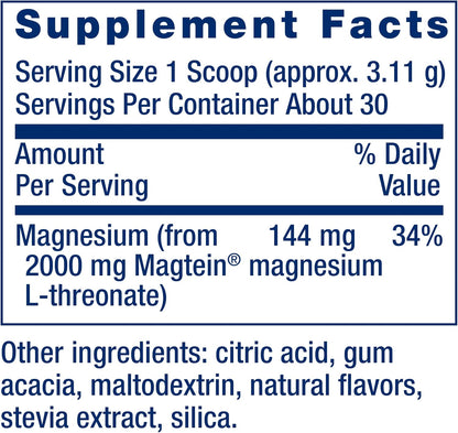 Life Extension Neuro-Mag Magnesium L-Threonate Powder (Tropical Punch) - Ultra-Absorbable Magnesium - Supports Memory, Focus, Cognitive Function & Mood - Gluten free, Non-GMO, Vegetarian (30 Servings) - Tropical Punch Powder Mix for Memory, Recall Speed &