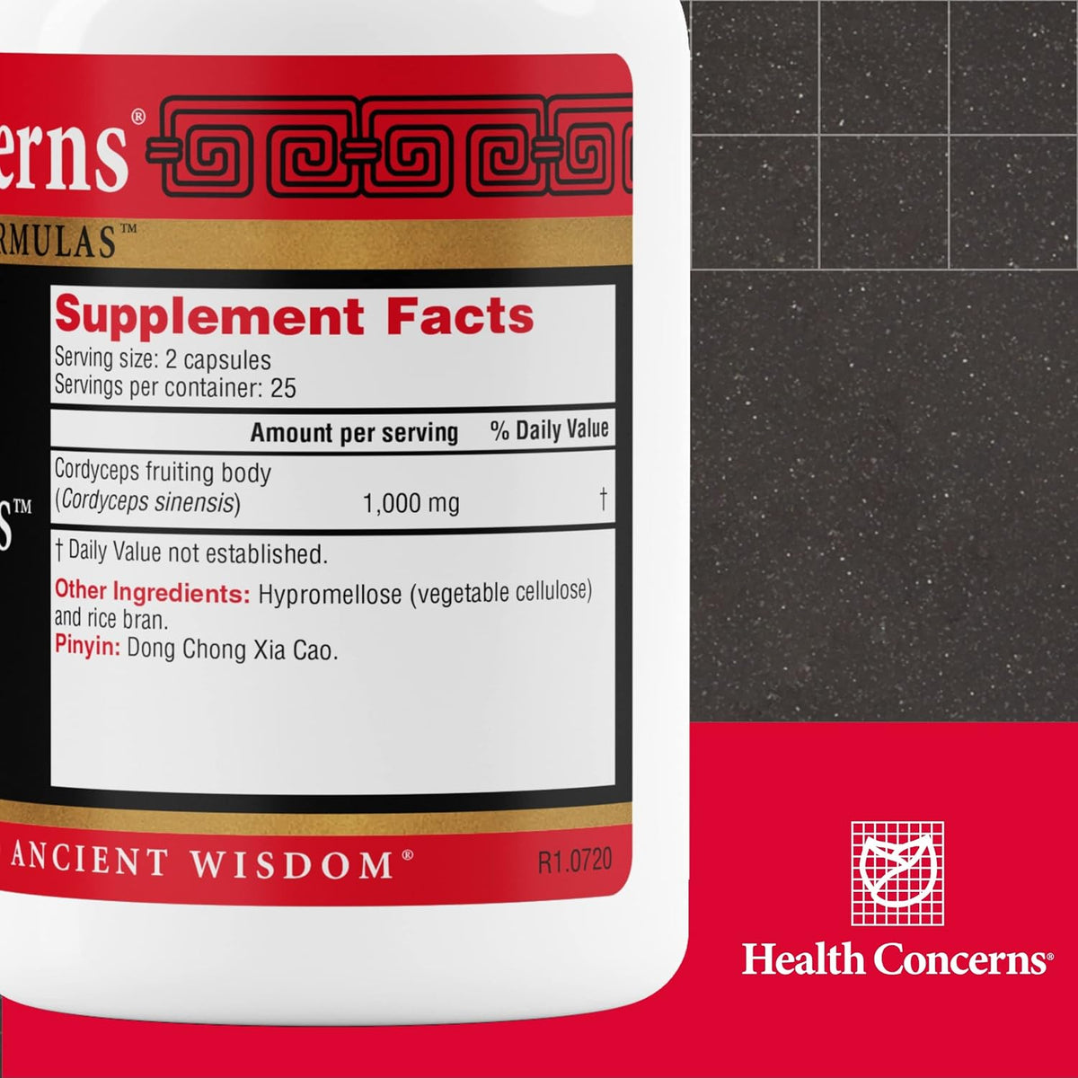 Health Concerns Cordyceps PS - Lung Support & Respiratory Health Supplement - Mushroom Fruiting Body for Immune Function, Heart Health, Circulation, Athletic Energy, Oxygen Support - 50 Capsules