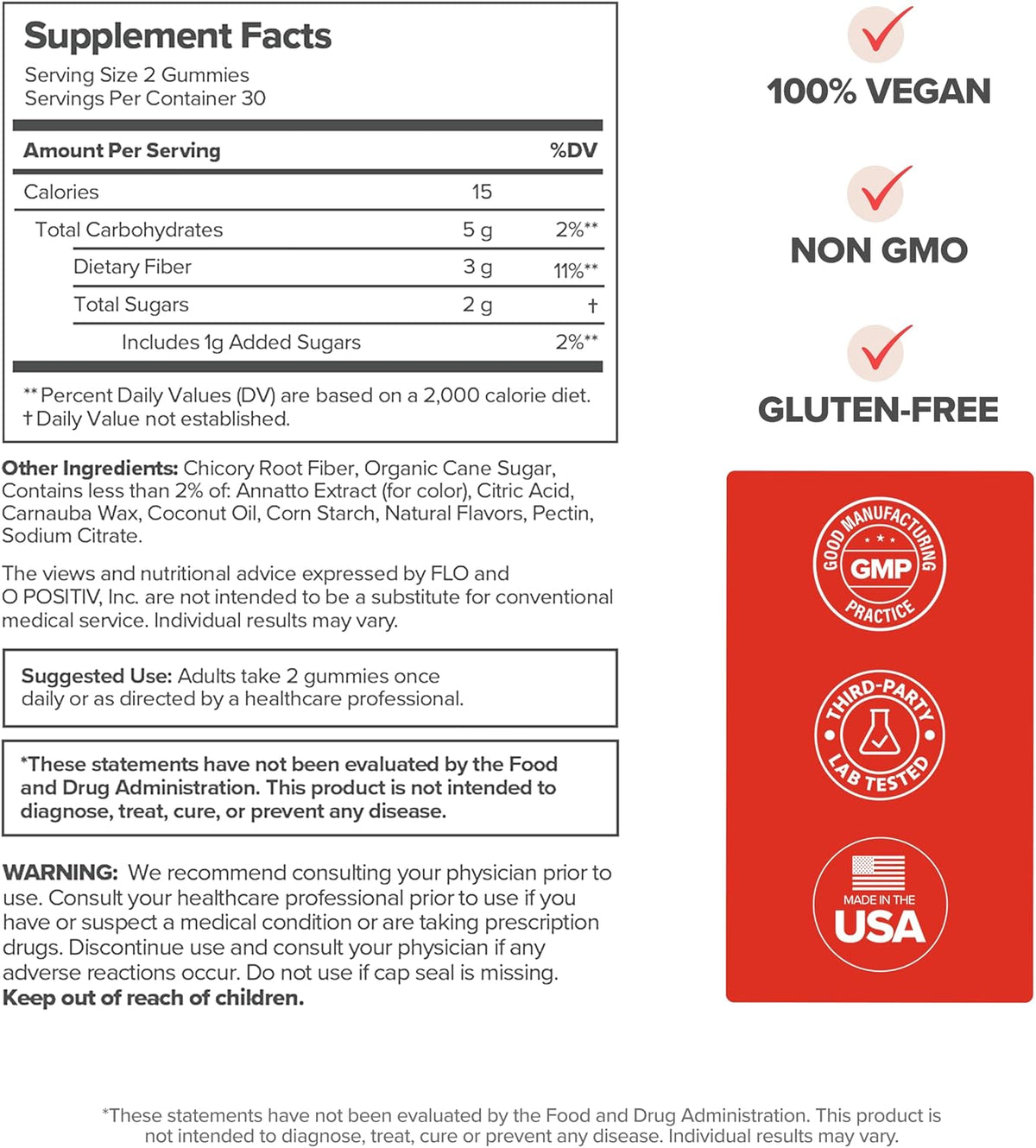URO Fiber Gummies for Gut Health - Chicory Root Inulin - 30-Day Supply