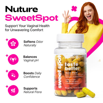 Sweet Spot - Pineapple & Cranberry Vaginal Health Supplement, 60 Capsules - Freshens Taste, Promotes Feminine Balance