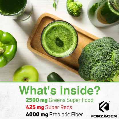 Forzagen Vegan Greens & Reds Superfood Powder - Organic Super Greens Powder - Premium Veggie Powder Supplement - 35 Servings Reds and Greens Superfood Powder