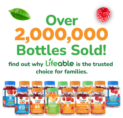 Lifeable Sugar Free Probiotics with Prebiotics Fiber - Great Tasting Natural Flavor Gummy Supplement - Keto Friendly Chewable - for Gut Health and Immune Support