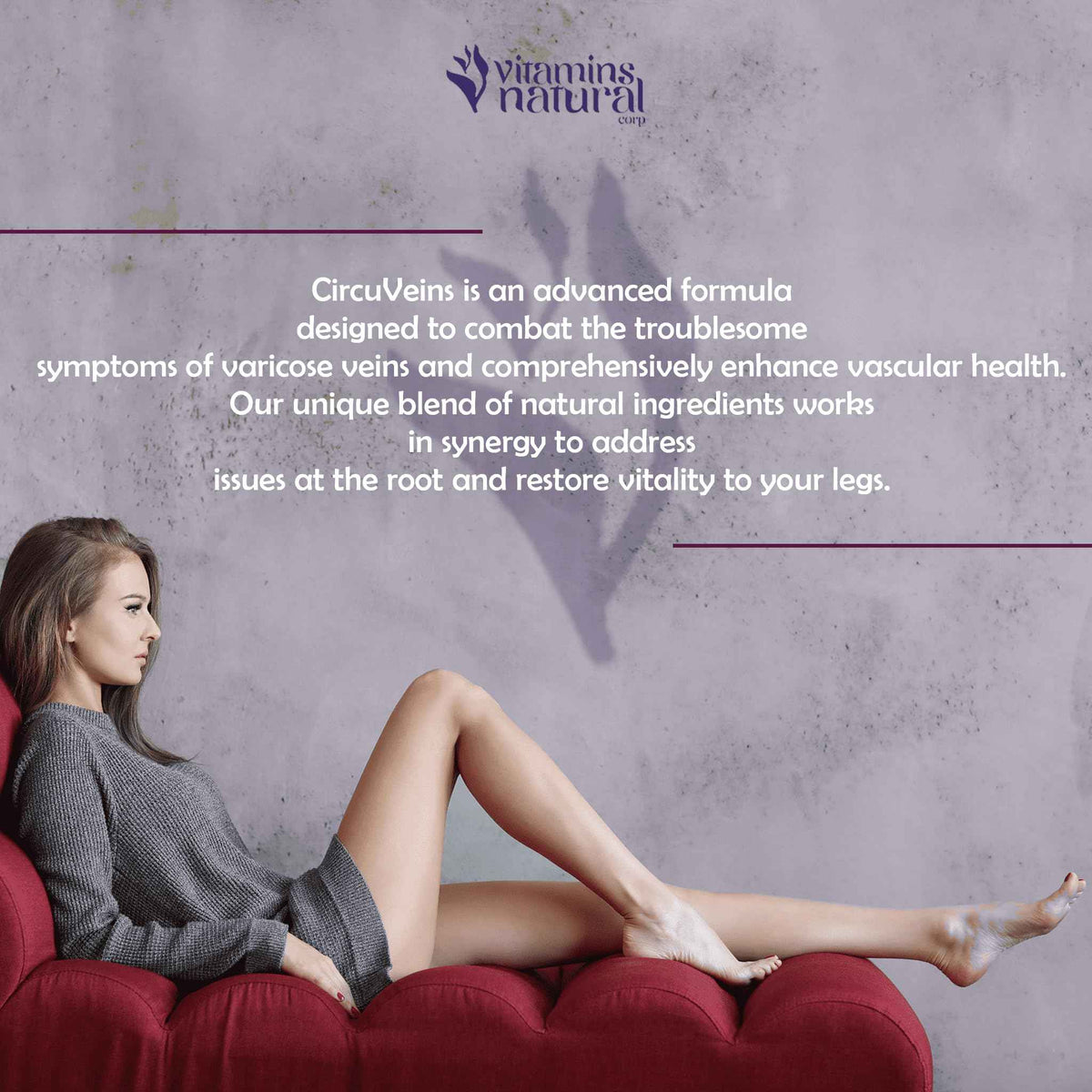 VITAMINS NATURAL CORP. CircuVeins Varicose Veins Support for Legs Capsules - Organic Vein Health Supplement with Horse Chestnut Grape Extract and Cayenne Pepper - 60 Capsules