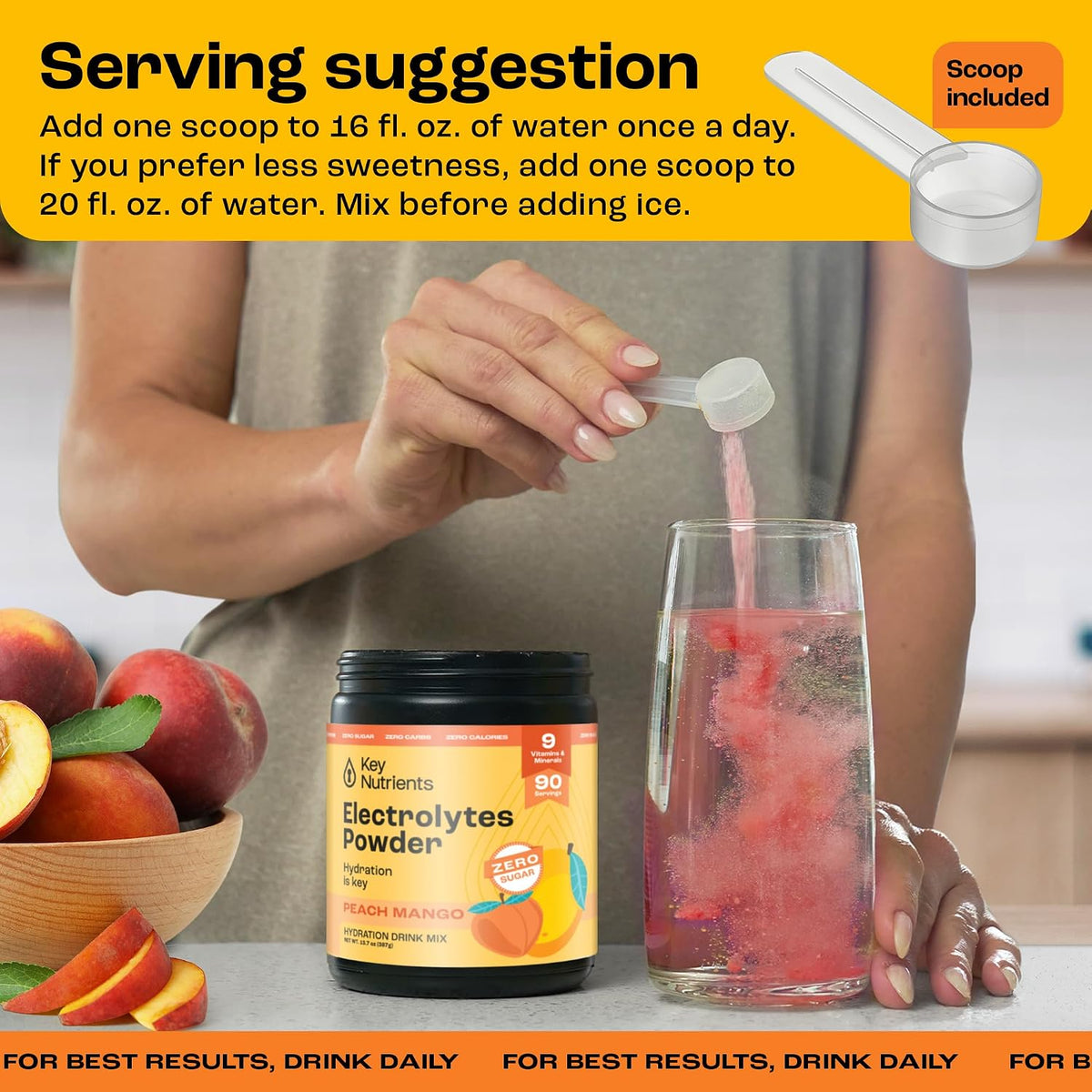 KEY NUTRIENTS Hydration & Energy Electrolyte Bundle - Electrolyte Tablets & Tropical Peach Mango Multivitamin Powder, Sugar-Free